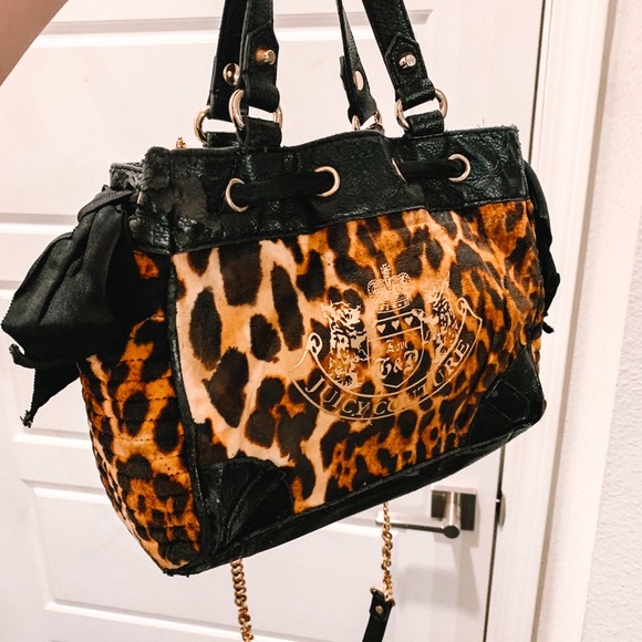 Juicy Couture Mini Day Dreamer Purse Velour Cheetah - Picture 10 of 13